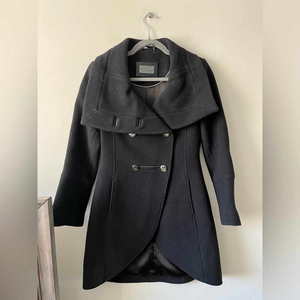 MACKAGE Military Diana Wool-Blend Black Coat Size XS